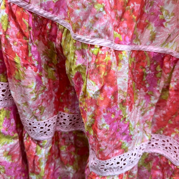 LoveShackFancy Dress Womens Size XL Pink Madsen Maxi Watercolor Print Cut-Out - Picture 6 of 12